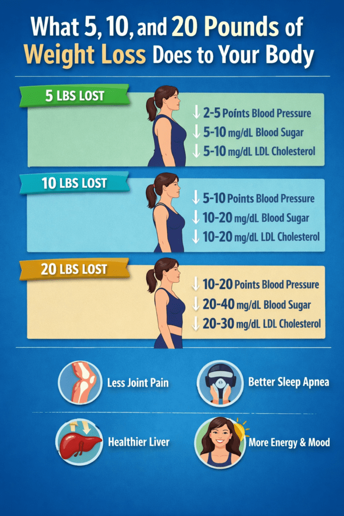 What 5, 10, and 20 Pounds of Weight Loss Does to Your Body